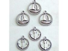 5 Anhänger ANKER SEGELBOOT *Charm Maritim Schiff Hoffnung Strand Schmuck Basteln