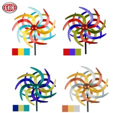 Metall Doppel Windrad 140x38cm Windspiel Gartendeko Balkon Terrasse Farbauswahl