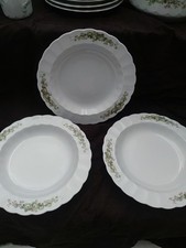 Eschenbach Bayreuth Grüne Ranke 1 Offene Blüte, 3 Suppenteller (tiefe Teller)