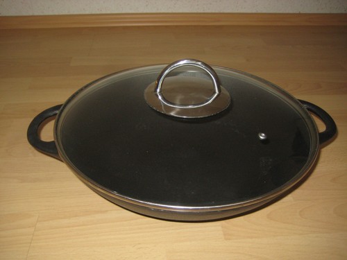 Wok mit glasdeckel gusseisen - mit,