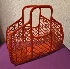 DDR DESIGN KULT - PLASTE EINKAUFSKORB/ TRANSPORTKORB in Rot VINTAGE OSTALGIE