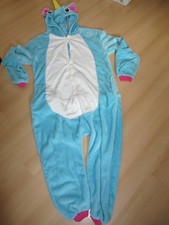 Damen Jumpsuit Overall Einteiler Freizeitanzug Hausanzug Einhorn türkis Gr. S