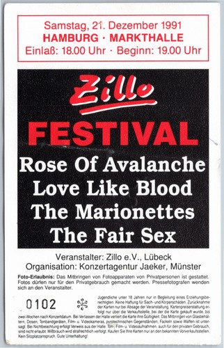 Zillo festival ticket 1991 - zillo,