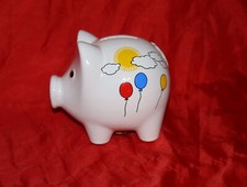 Süßes SPARSCHWEIN Spardose SCHWEIN + Schlüssel Motiv: Sonne, Wolken, Luftballons