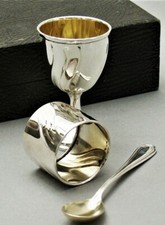 Eierbecher Serviettenring Eierlöffel Taufset 800er Silber Lutz & Weiss (60) 