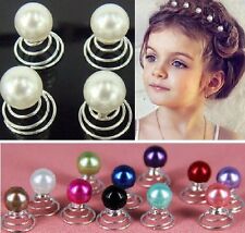 Set 10 Curlies Haarspiralen Perlen Hochzeit Kommunion Haarnadeln Haarschmuck NEU