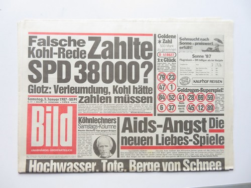 Bild zeitung vom 1987 - zeitung, 03.01.1987