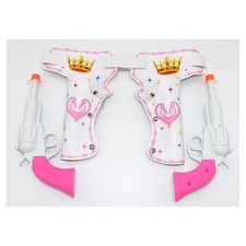 Kinder Cowgirl Gürtel + Pistolen / Cowboy Colt Halter Doppel Holster Rosa/Pink