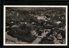 Bad Pyrmont, Schloß mit Kurhaus vom Flugzeug aus, Ansichtskarte 