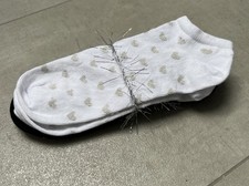 Damen Sneaker Socken - mit Glitzer Herzen - Punkte & Silber Glitzer - Gr. 35-38