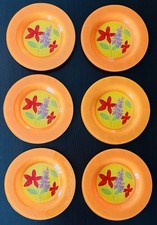 Kuchenteller Dekorationsteller Glas, Set 6 Stück, 21 cm, Farbe Orange, Gebraucht