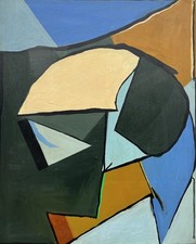 Ölbild Moderne Kunst Abstrakte Figurenkomposition Danish Mid-Century Ölbild 