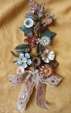 Altarblumen aus Metall bemalt 33 cm um 1900 Altarvasenstrauß