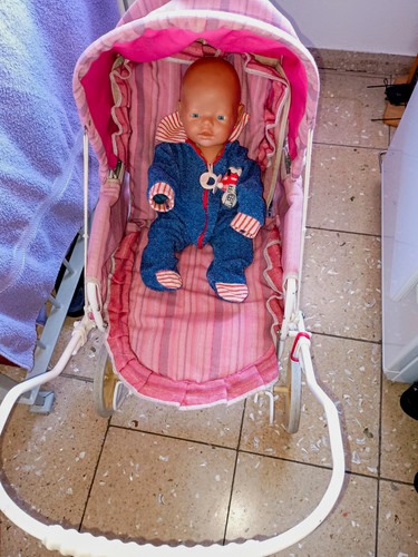 Puppenwagen rosa weiß - puppenwagen, mit
