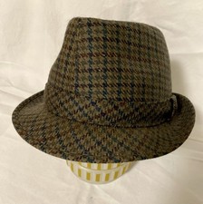 Vintage Hut von Wegener Gr. 55 Pepita Kariert Schurwolle