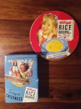 Vintage Sammelteller Kellogg`s RICE KRISPIES und passende  Kellogg's Blechdose.
