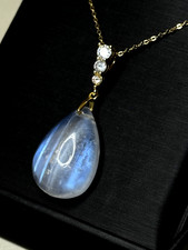 Kette Anhänger natürlicher Mondstein 925 Silber