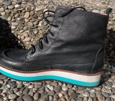 Selten Vintage Buffalo Plateau Stiefel Echt Leder Schuhe Hingucker 38