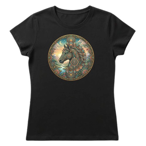 Damen shirt pferd - pferd, mandala