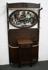 antike Garderobe Jugendstil Eiche Flurgarderobe ovaler Spiegel
