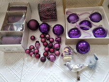 ?Christbaumschmuck Glas Kugeln lila + 4 Kerzen +  Vogel? Weihnachtsbaumschmuck