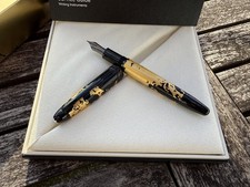 Montblanc Calligraphy Solitaire Gold Leaf Füller Ruthenium-Feder m. Restgarantie