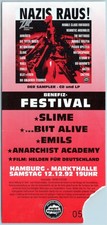 Nazis Raus Festival Ticket 1992 Slime But Alive Hamburg Markthalle Konzert Karte