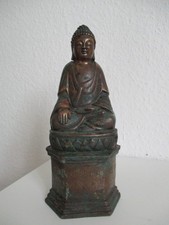 Antik 1886 alt Buddha selten China Inschrift 27cm Statue Qing