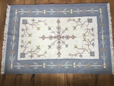 Boho Natur Webteppich Flachwebteppich Wollteppich 180x123 