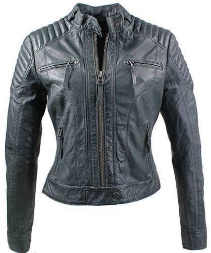 Neue graue damen lederjacke - neue,