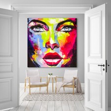 ACRYLGLAS WANDBILD FACE ABSTRAKT KUNST BILDER FRAU XXL POSTER LIPPEN EROTIK