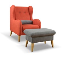 Ohrensessel Sessel Lathi 76x85x105cm braunrot Strukturstoff (18029)