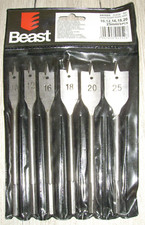 6-tlg. Flachfräsbohrer Set Satz 10-25mm mit Sechskantschaft Holz Schreiner Hobby