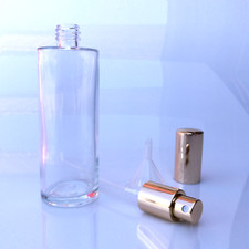 Parfum Flakon -Flasche -GLAS- NEU leer 100ml + Trichter-nachfüllbar-golden