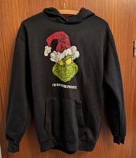 Sweatshirt mit Kapuze, schwarz, Größe 170/176, "The Grinch"-Aufdruck, Dr. Seuss
