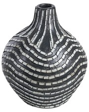 Dekorative Vase handgefertigte Terrakotta, Gestreiftes Muster 35 cm Zubehör Schw