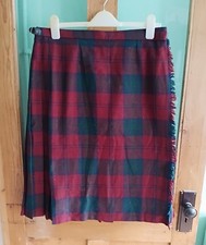 Vintage 70er Jahre Halb Plissee Schottenmuster Kilt Rock 16 18 rot grün blau