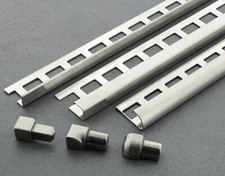 Fliesenprofil Edelstahl Fliesen Schiene glänzend gebürstet 2,5 Meter 8 - 12,5 mm