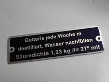 Typenschild Schild Fendt Traktor oldtimer Batterie jede Woche Hinweisschild S6