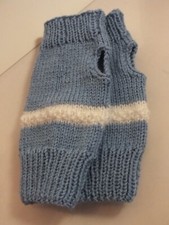 Handstulpen Handschuhe Armstulpen Pulswärmer handgestrickt blau mit weiß