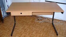 Schreibtisch Flötotto, 80er Jahre, 130x65cm, 1 Schublade, Metallgestell, Buche