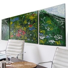 Bilder Handgemalt Acryl Leinwand  "Blumenwiese" Set 100x69 cm + 2x(50x69 cm)