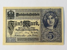 Darlehenskassenschein 5 Mark, Notgeld, Inflationsgeld, 1917, Deutsches Reich