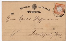 Deutsches Reich PK Brustschild EF Stargard (Pommern) nach Frankfurt Oder 1873