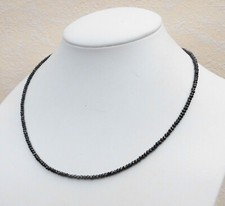 Edelsteinkette–42cm schwarz Spinell Halskette – 3mm fac. Perlen - Collier