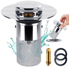 Waschbeckenstöpsel Pop Up mit Sieb 34-40 mm Abflussstopfen Waschbecken Abfluss