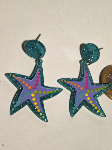 Ohrstecker blau glitzernd - ohrstecker,