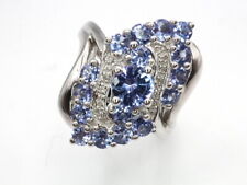GJ69 * DESIGN EDELSTEIN RING (17) TANSANIT rund FACETT & DIAMANT 0,04ct 925er SI