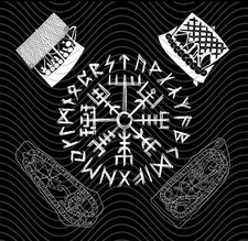  Tischtuch Wandtattoo Altar Tuch Schrein Vegvisir Runen Stein Wikinger Schiff 