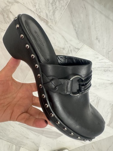 Ecco womens black leather - black, stud